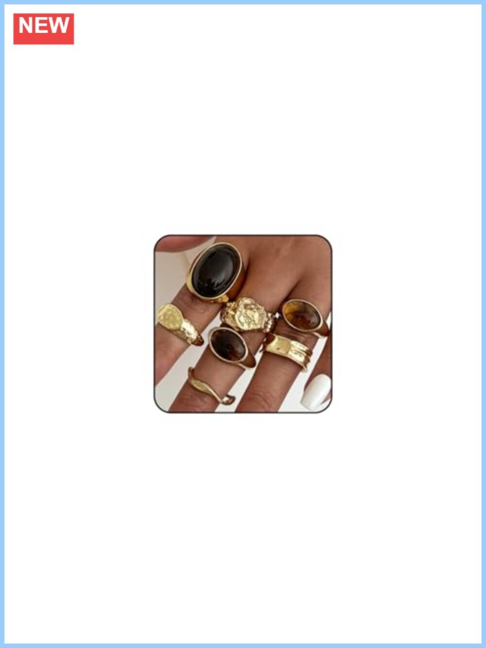 Chunky Gold Big Ring Set for Women Vintage Boho Stacking Dome Statement Jewelry